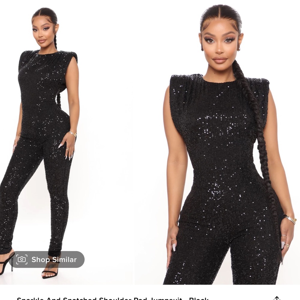 Fashion Nova Black Sequin Jumpsuit